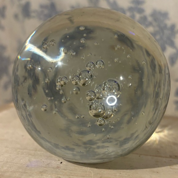 VTG 3” MCM Clear Art Glass Paperweight with Controlled Bubbles - Picture 2 of 4